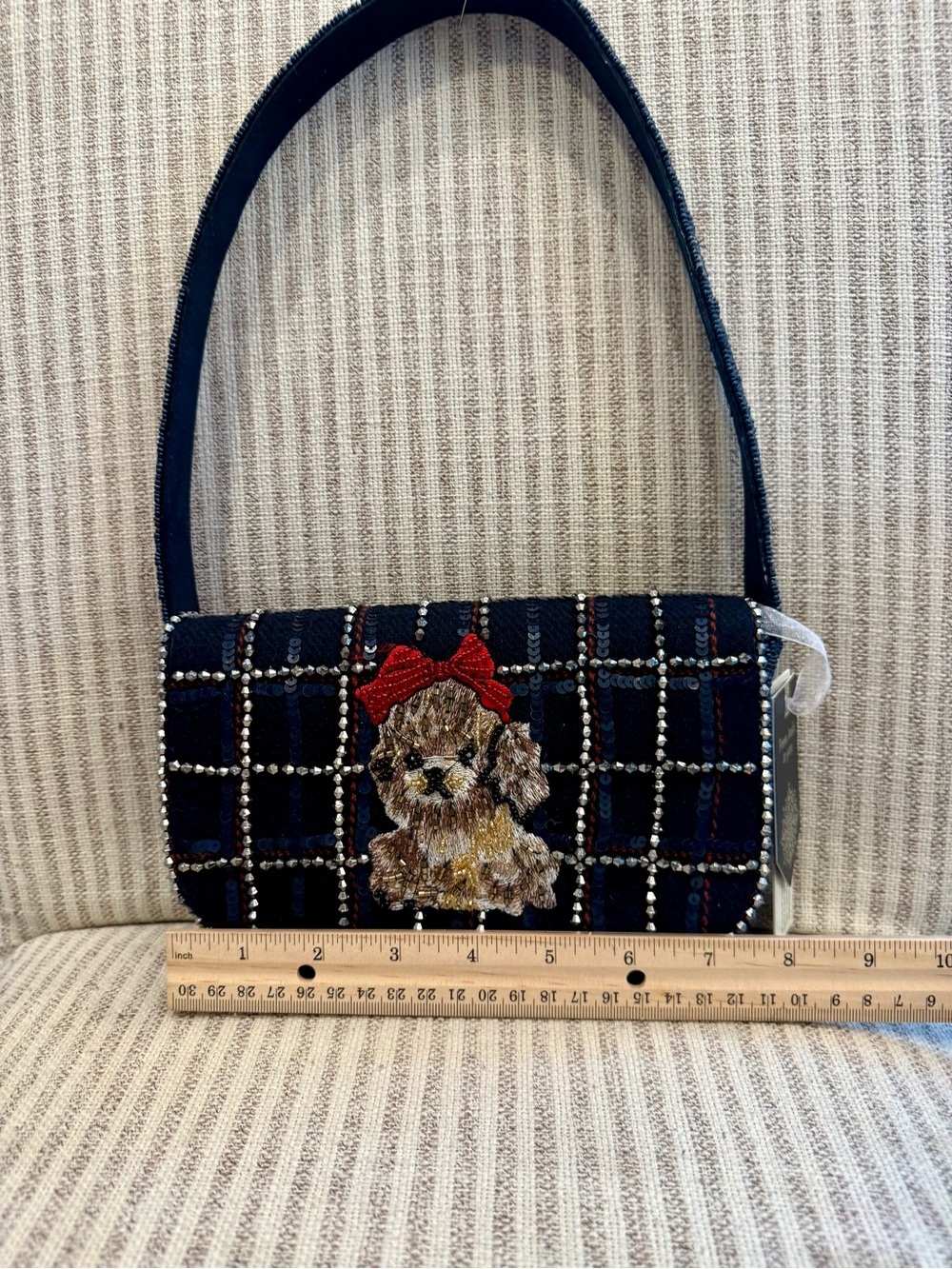 NWT Made in India puppy with red bow beaded bag 🐶 - Picture 6 of 7